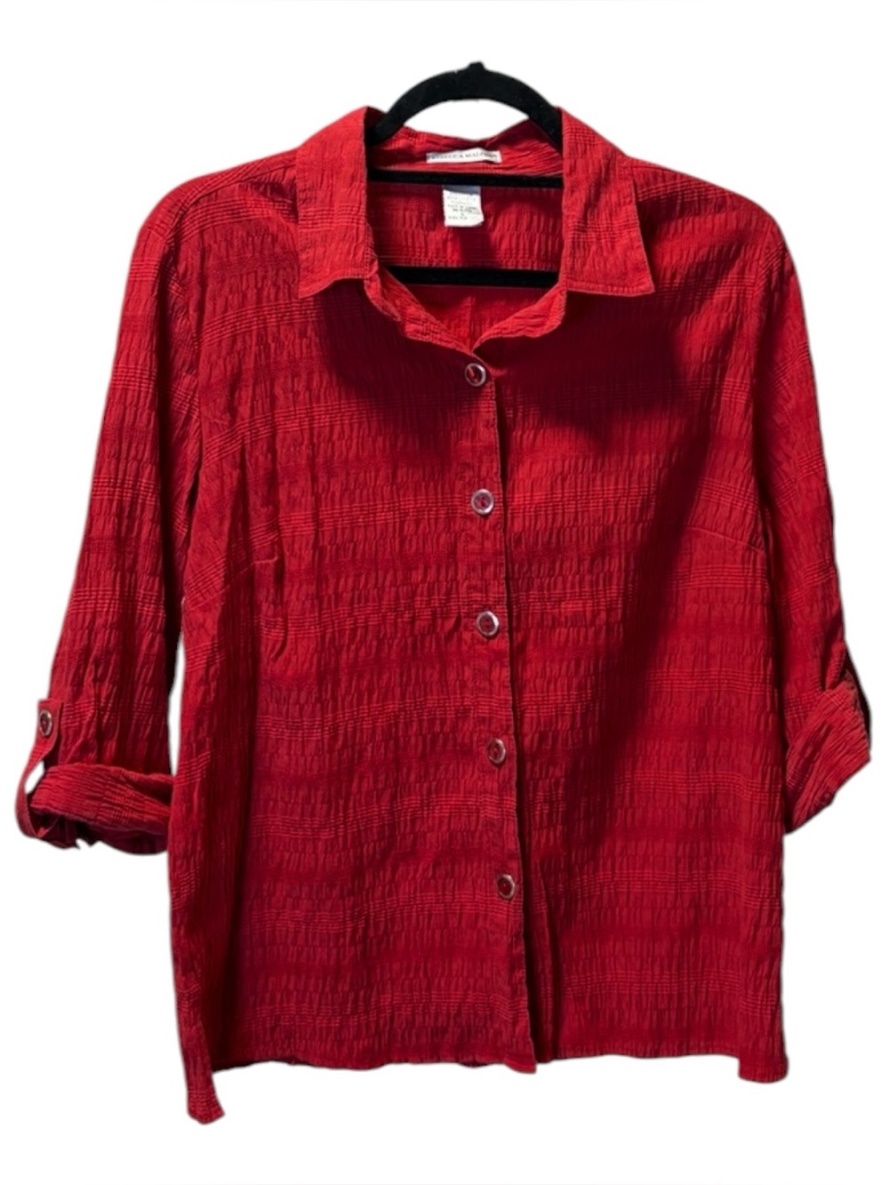 Rebecca Malone Red Button-Front Collared Shirt